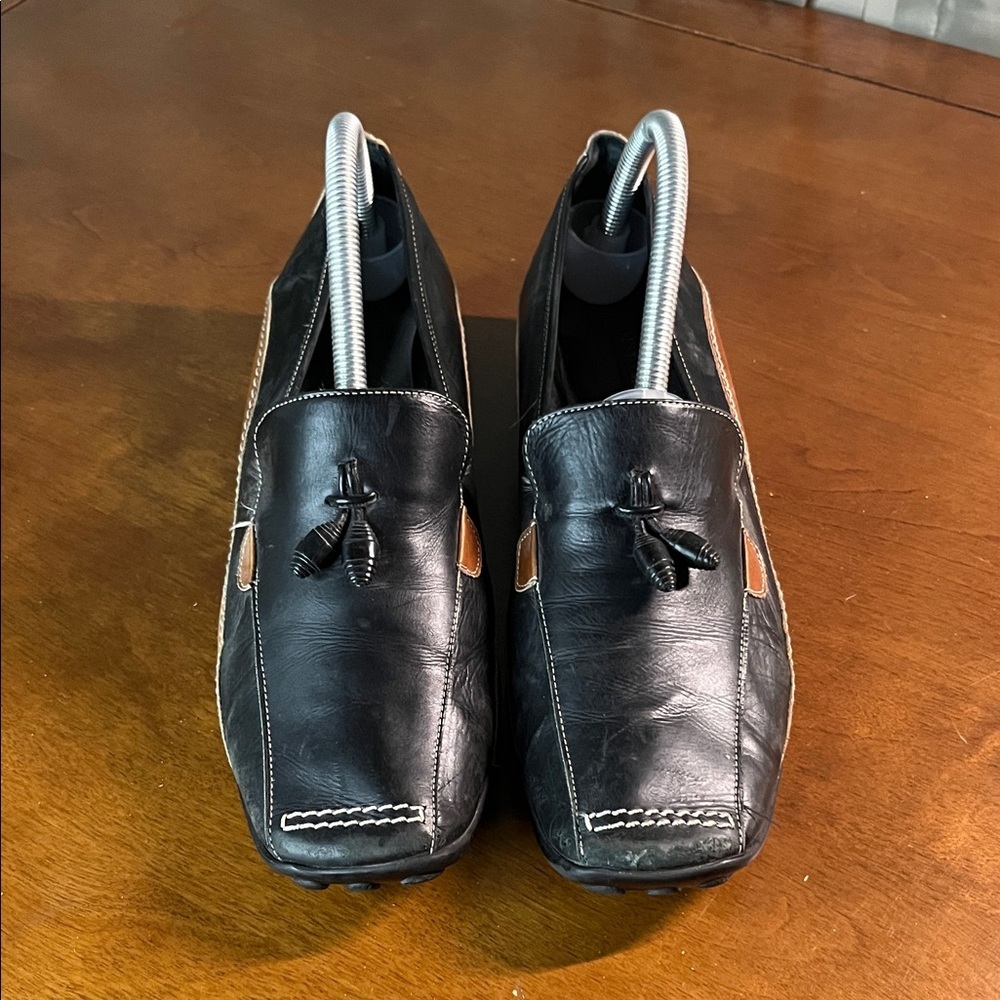 Sesto Meucci Black and Brown Leather Loafers